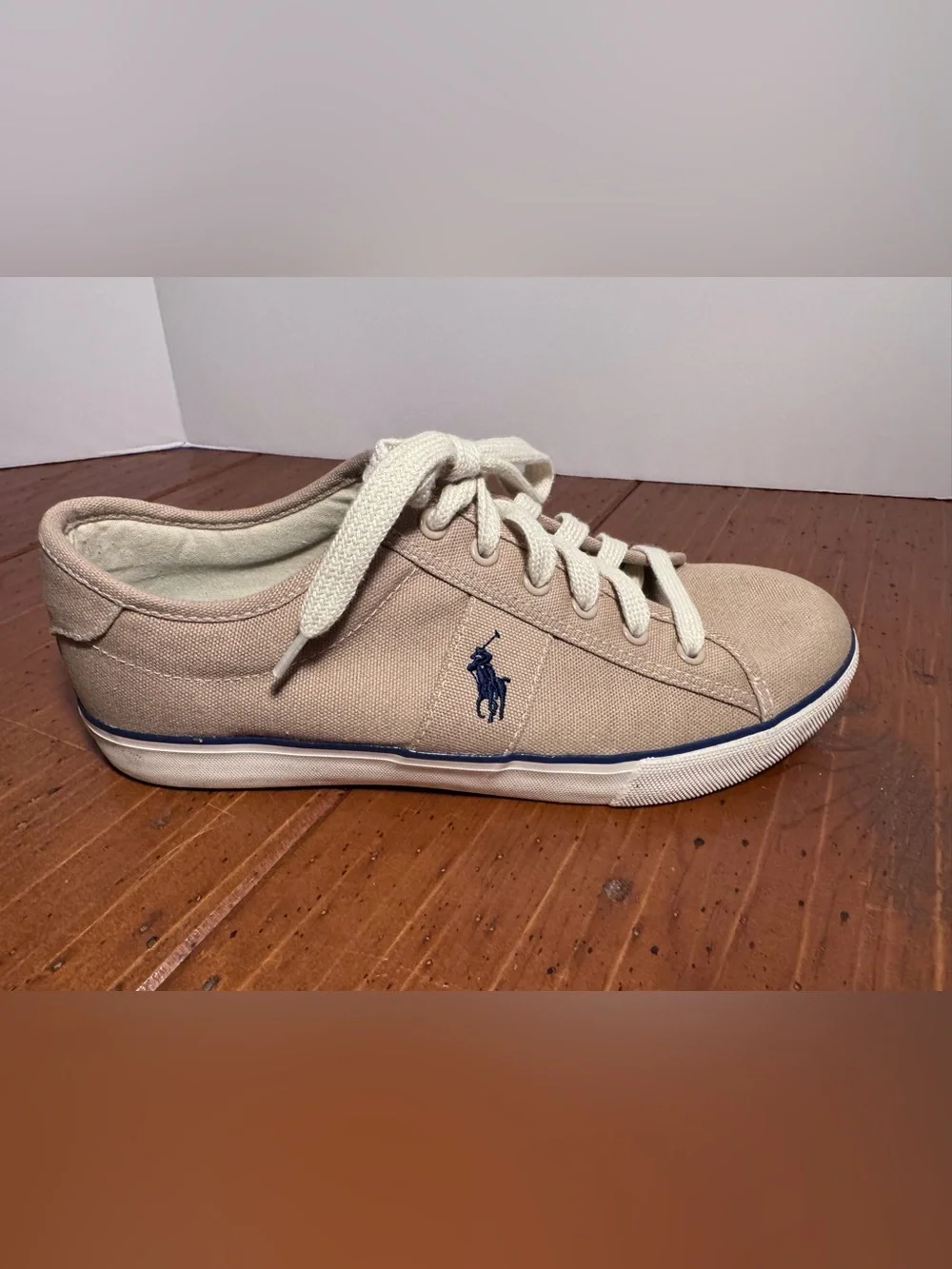 RALPH LAUREN POLO Clifton Khaki Canvas Sneakers/Shoes - Men's Size 9.5D